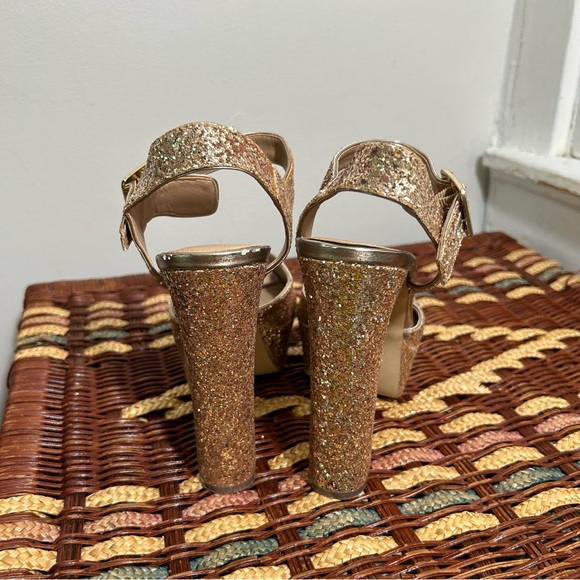 Steve Madden Jillyy Gold Glitter Platform Heels 8.5 - Picture 4 of 10